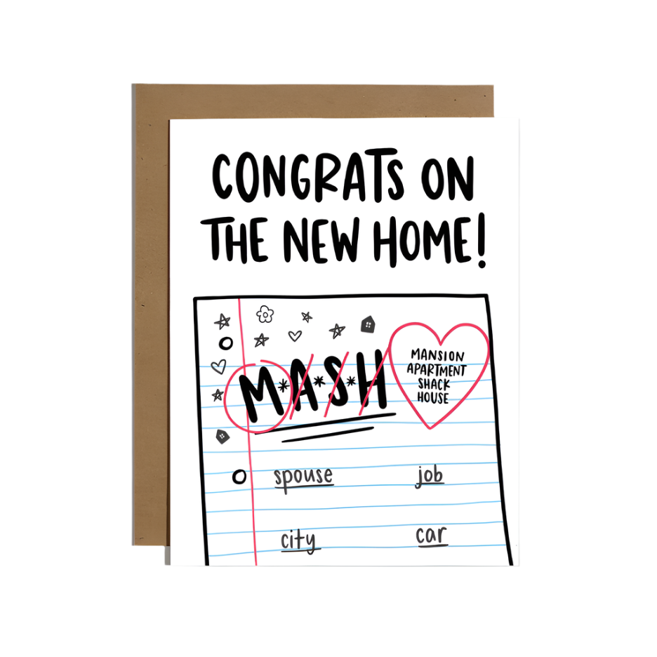 MASH greeting card for new homeowners great for gift shop shelves